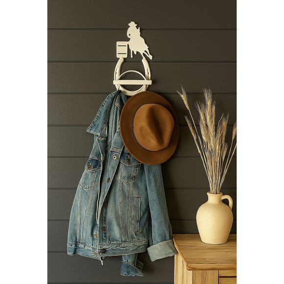 Diamond Horseshoe Wall Hook Cowboy Western Metal Rustic Barn Decor 10.25” - Picture 1 of 3